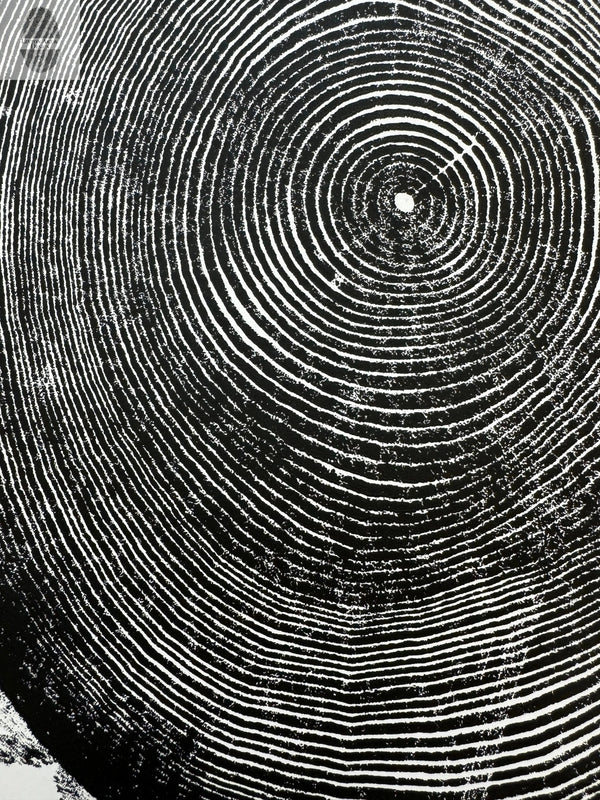 Hand-Pressed Ash Tree Ring Print — scale reference and proportion detail
