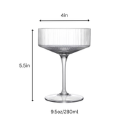 Ribbed Clear Glass Coupe Set