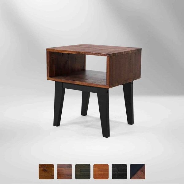 Open-Shelf Acacia Wood Nightstand — scale reference and proportion detail