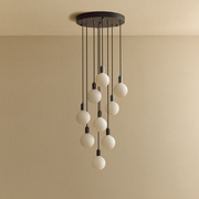 Graphite Nine-Light Pendant with Sphere IV Bulbs