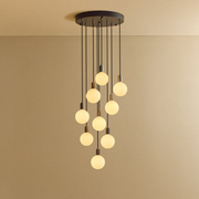 Graphite Nine-Light Pendant with Sphere IV Bulbs