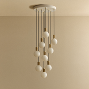Oak Nine-Light Cluster Pendant with Sphere IV Bulbs
