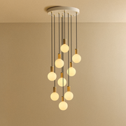 Oak Nine-Light Cluster Pendant with Sphere IV Bulbs