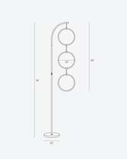 Brass Arc Floor Lamp with Three LED Rings