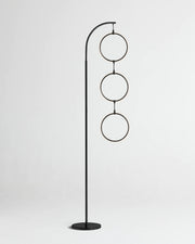 Brass Arc Floor Lamp with Three LED Rings