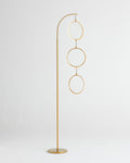 Brass Arc Floor Lamp with Three LED Rings