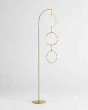Brass Arc Floor Lamp with Three LED Rings
