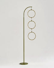 Brass Arc Floor Lamp with Three LED Rings