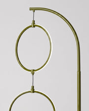Brass Arc Floor Lamp with Three LED Rings