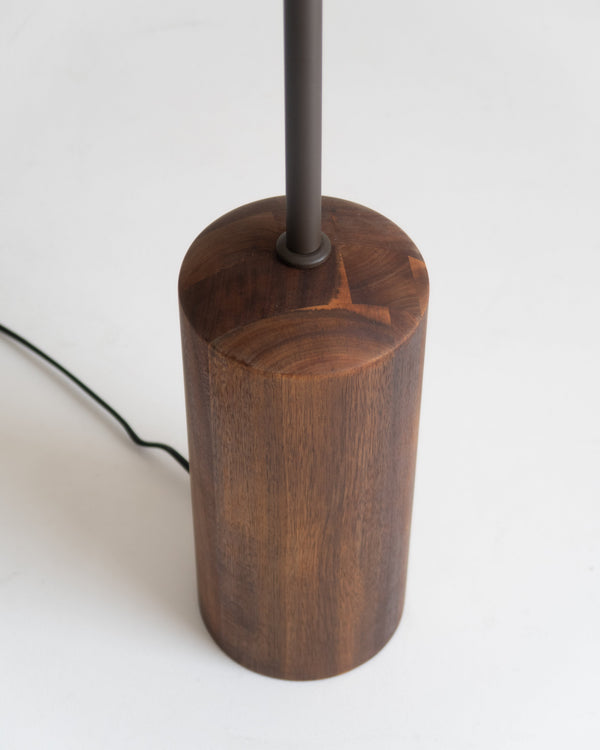 Wood Base Drum Shade Floor Lamp