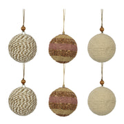 Jute Wrapped Wood Bead Ornament Set