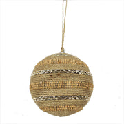 Glitter Jute Round Christmas Ornaments, Set of 4