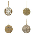 Glitter Jute Round Christmas Ornaments, Set of 4