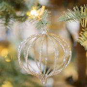 Champagne Glitter Onion Ornaments, Set of 6