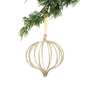 Champagne Glitter Onion Ornaments, Set of 6
