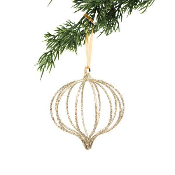 Champagne Glitter Onion Ornaments, Set of 6