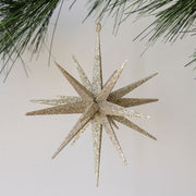 Gold Glitter Starburst Ornaments, Set of 4