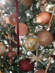 Clear Glass Gold Leaf Ornaments, Set of
