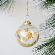 Clear Glass Gold Leaf Ornaments, Set of
