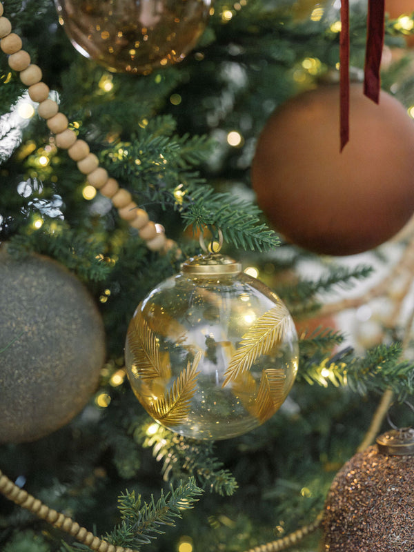 Clear Glass Gold Leaf Ornaments, Set of 6