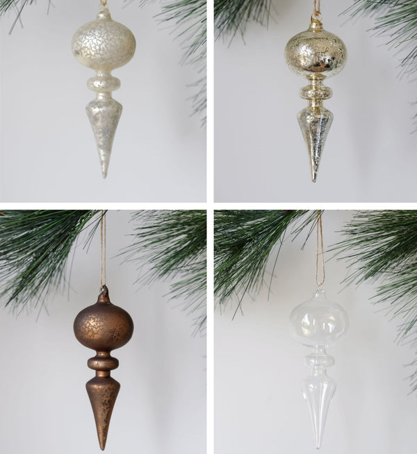 Glass Finial Ornament Set of Four