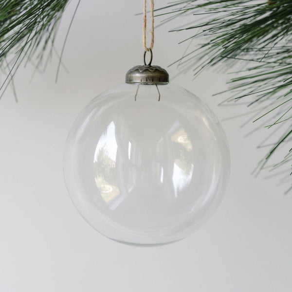 Clear Glass Ball Ornaments, Set of 6