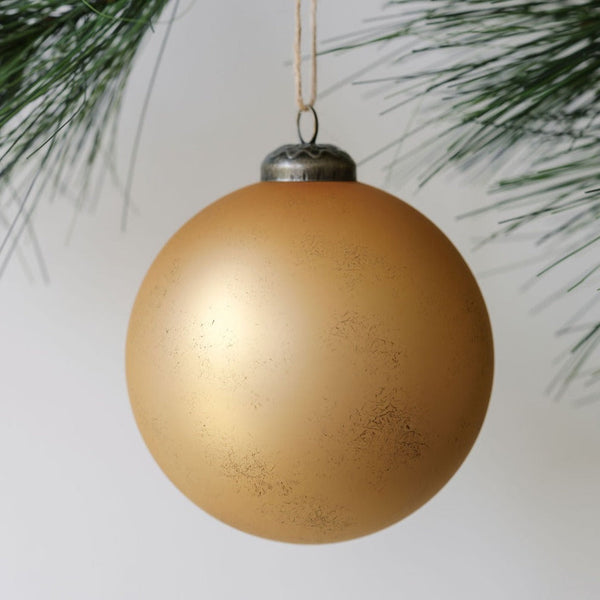 Matte Antique Gold Glass Ornament Set