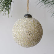 Beaded Cream Glass Ball Ornament