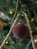 Flocked Bordeaux Glass Ball Ornament