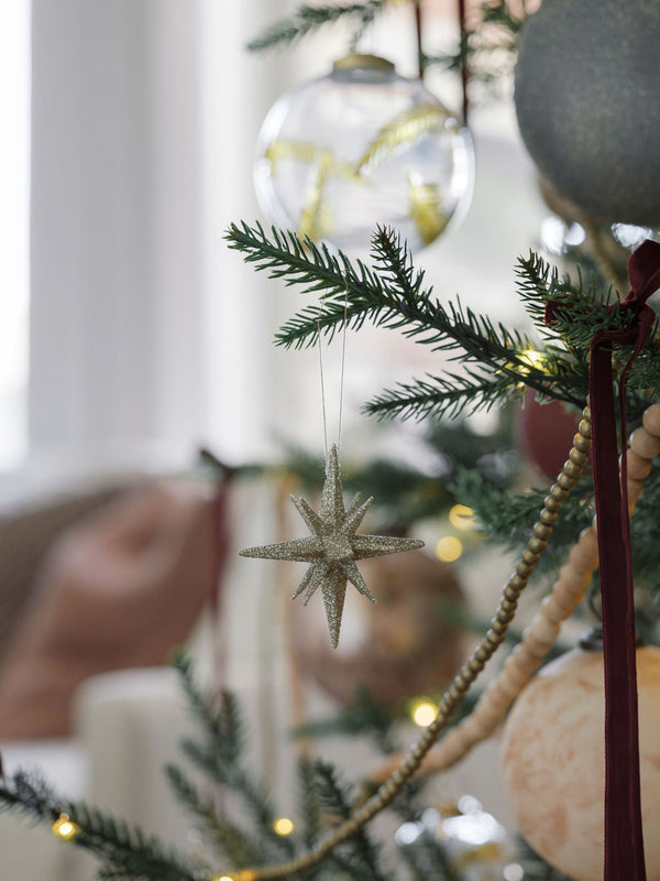 Gold Glitter Starburst Tree Ornament