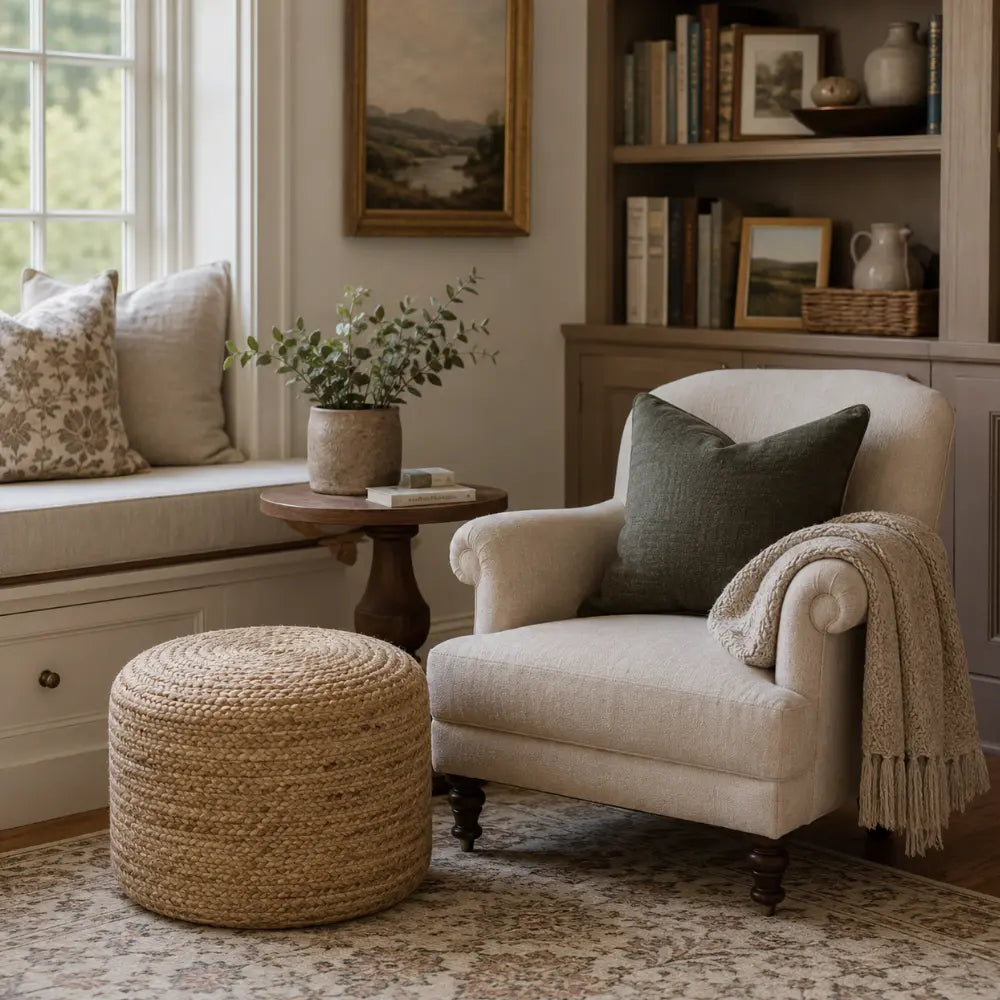 The pouf that earns its spot on the floor
