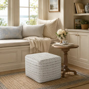 Striped Woven Ottoman Pouf