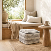 Woven Stripe Loop Pouf Ottoman