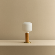 Oak Knuckle Table Lamp with Oblo LED Bulb