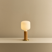 Oak Knuckle Table Lamp with Oblo LED Bulb