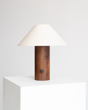 Wood-Grain Column Table Lamp