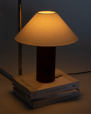 Wood-Grain Column Table Lamp