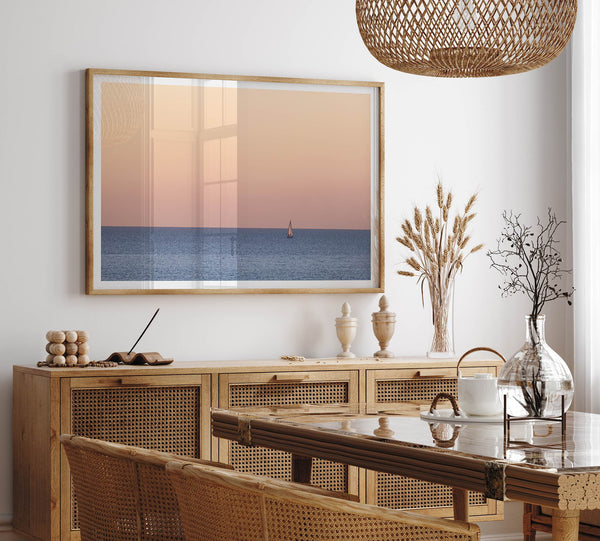 Ocean Sunset Sailboat Photography Print