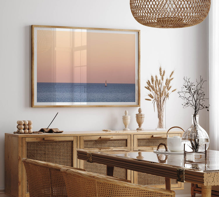 Ocean Sunset Sailboat Photography Print