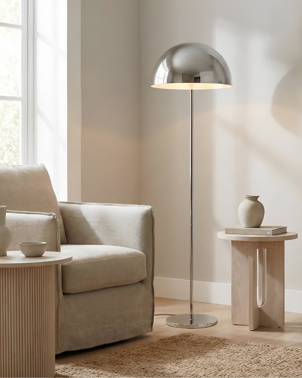 Mirror-Polished Chrome Dome Floor Lamp