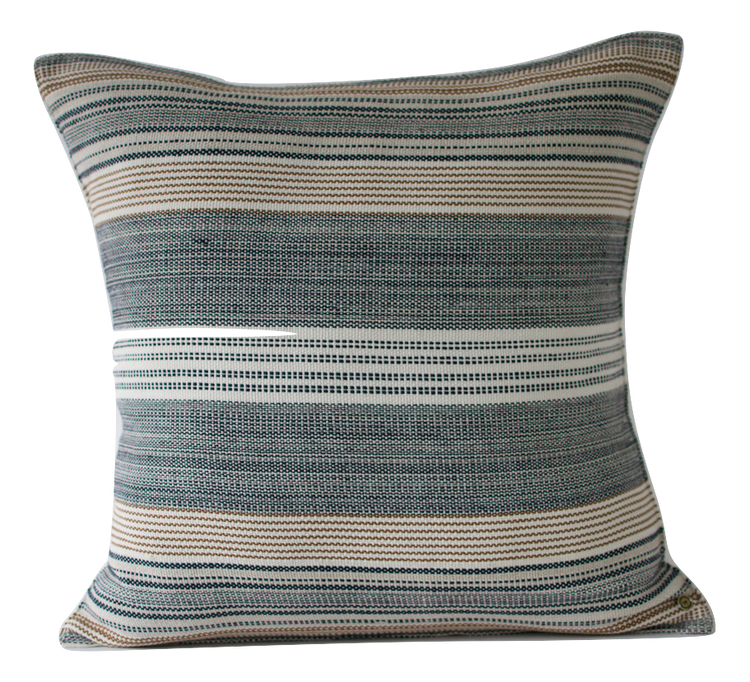 Hand-Woven Striped Cotton Pillow Cover