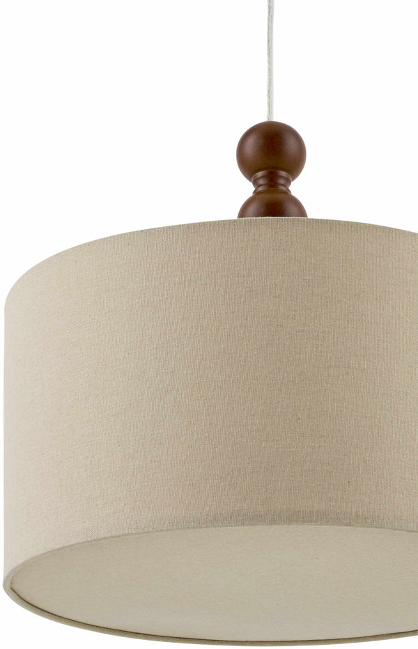 Turned Wood Linen Drum Pendant