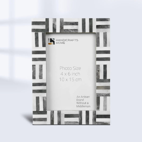 Grey Bone Inlay Grid Picture Frame