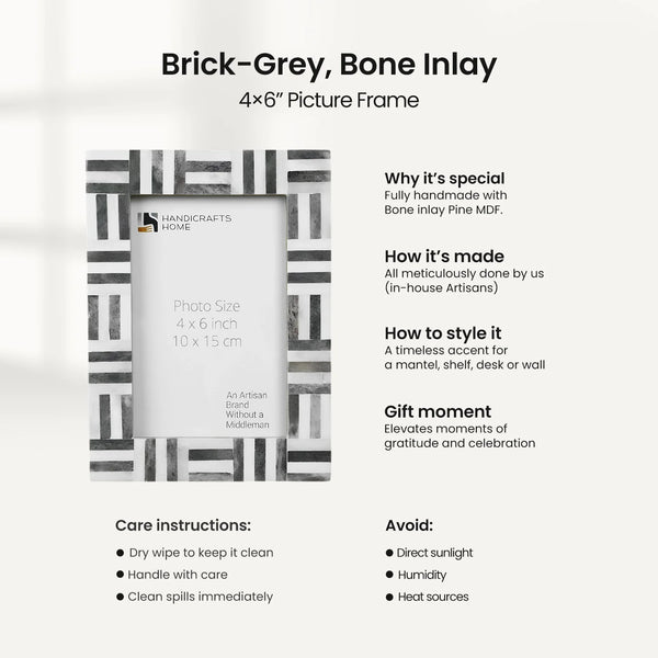 Grey Bone Inlay Grid Picture Frame
