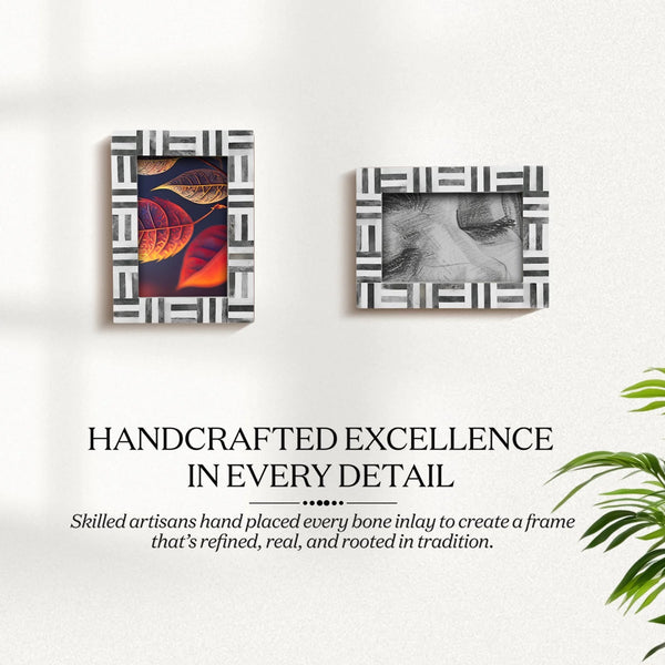 Grey Bone Inlay Grid Picture Frame