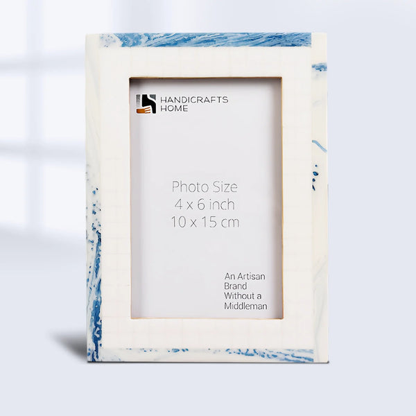 White Blue Resin Inlay Picture Frame