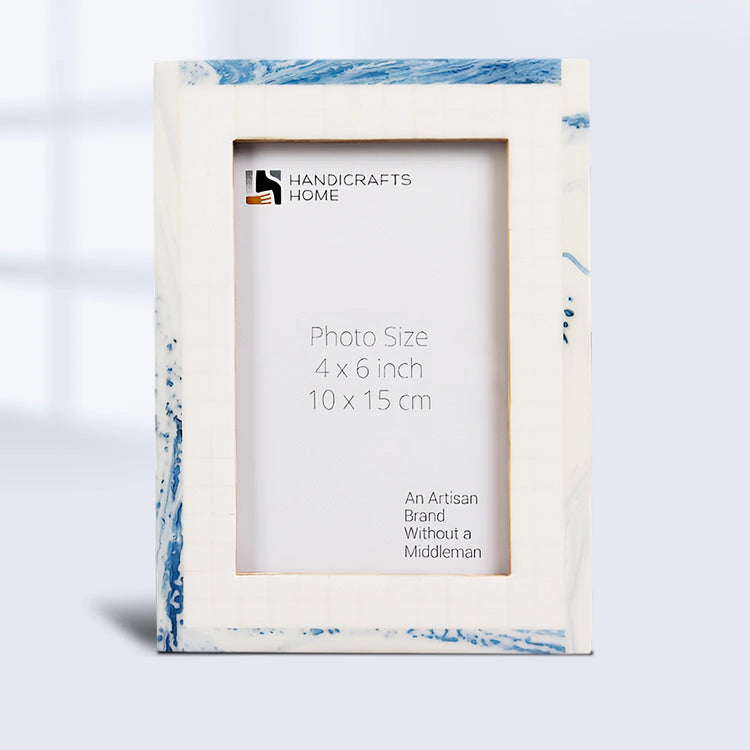 White Blue Resin Inlay Picture Frame