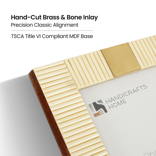 Bone Inlay Brass Accent Picture Frame