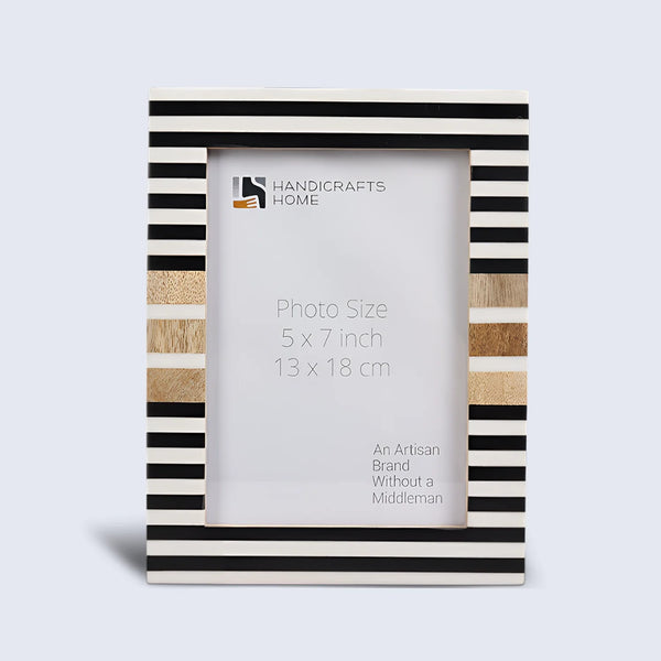 Striped Resin Inlay Wood Picture Frame