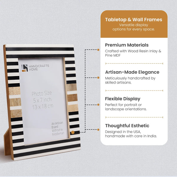 Striped Resin Inlay Wood Picture Frame